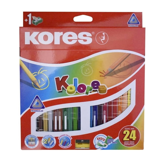 Lápices de Colores Kores Triangulares 24 pzas