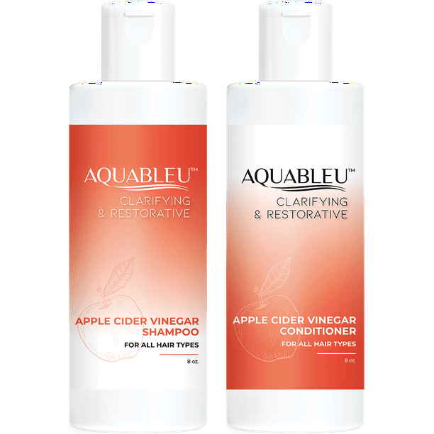 Aquableu Natural Apple Cider Vinegar Shampoo Conditioner Clarifying Restorative Anti Frizz Keratin For Hair