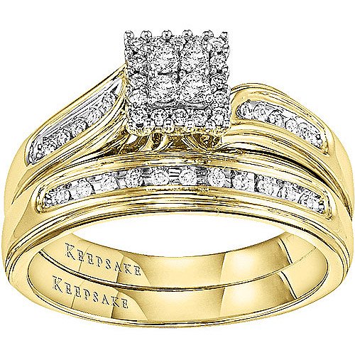 After All 1/4 Carat T.W. Certified Diamond 14kt Yellow Gold Bridal Set