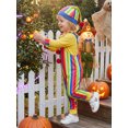 thumbnail image 6 of RUINIXCW Baby Boy Halloween Clown Adorable Long Sleeve Clown Face Print Tops and Striped Suspender Pants Hat Set, 6 of 7