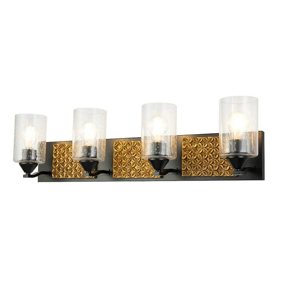 Lucas McKearn Arcadia 4-light Metal Bath Vanity Light in Matte Black/Gold