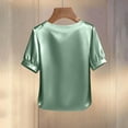 thumbnail image 5 of Women's Casual Short Sleeve Round Neck Solid Color Summer Top, 5 of 5