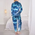 thumbnail image 3 of Pajama Sets for Women 2 Pcs, Icy Blue Snowy Deer Button Down Long Sleeve Sleepwear Lounge PJ Sets, 3 of 6