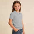 Annhoo Girls School Uniform Shirts Cable Knit Short Sleeve Top Summer ...