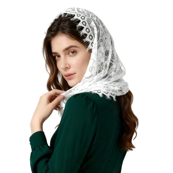 Giaone Stylish Mesh Hair Scarf Floral Lace Detailing Soft Nylon Wrap Accessory