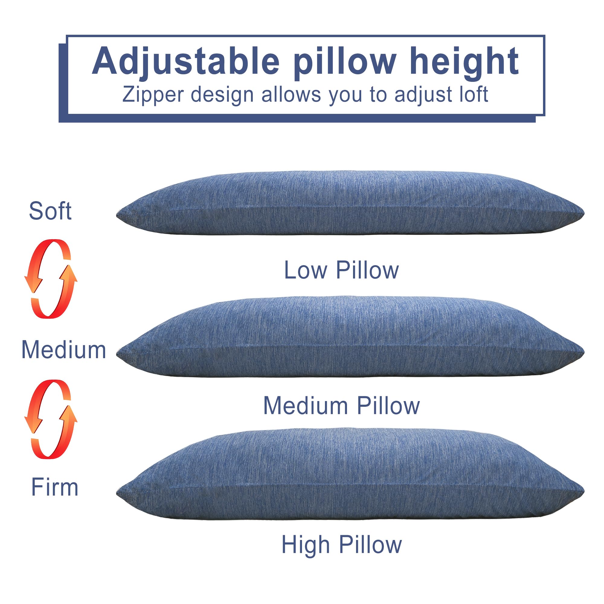 JIUZHEN Cooling Body Pillow for Adults, Memory Foam Long Pillow for Bed, Sleeping, Full Body Pillow for Side Sleepers & Pregnancy, Back Pain Relief, 20x60 Inch, Blue