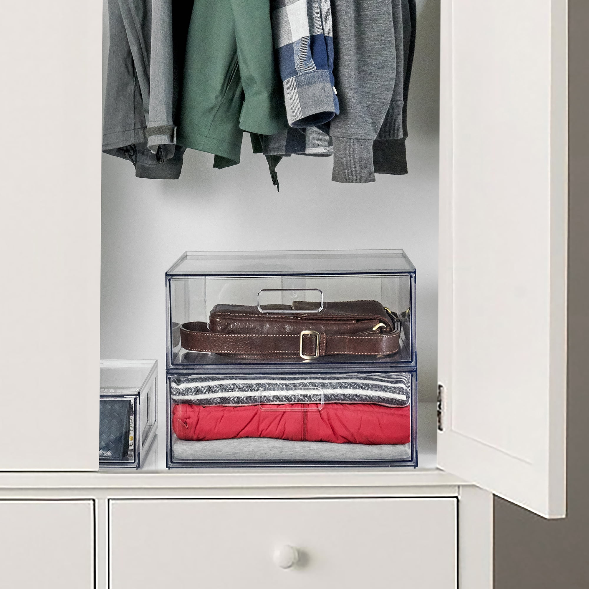 Mainstays Clear Glossy Plastic Pull-Out Closet Drawer Large Size, Adult Size