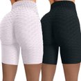 thumbnail image 1 of MKLEKYY Leggings deportivos para mujer, 2 piezas, pantalones cortos de yoga elásticos de cintura alta arrugados para correr y fitness, 1 of 3