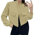thumbnail image 2 of ClodeEU Womens Cropped Jackets, Zip Up Button Jackets with Pockets ,Casual Trendy Outwear Green,Womens Plus XXXL, 2 of 6