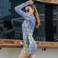 thumbnail image 4 of Haunted Mansion Watercolor Women's Long Sleeve Bodycon Dress Soft Stretchy For Everyday Wear And Special Occasions, 4 of 6