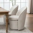 thumbnail image 3 of Kidol & Shellder Modern Swivel Accent Chair with Solid Wood Frame & Boucle Fabric Multi-Use Dining Chair, Vanity Makeup Seat - Easy Assembly Upholstered Chair, Beige, 3 of 6