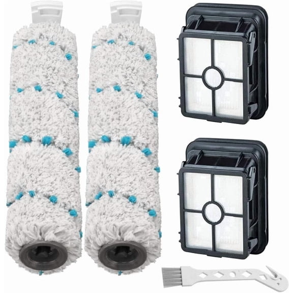 2PC Multi-Surface Vacuum Brush Rolls and 2PC 1866 Replacement Vacuum Filters, Compatible with Bissell CrossWave Cordless Max 2554 2554A 2590 2593 HydroSteam Plus Series 3515 3513 3518 Vacuum Cleaner