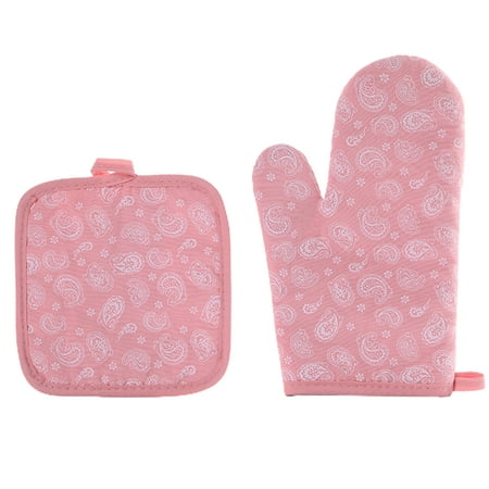 

2Pcs/Set Baking Mitten Heat-resistant Anti-scalding Cotton Flax Hand Protective Potholder Oven Gloves for Dining Room