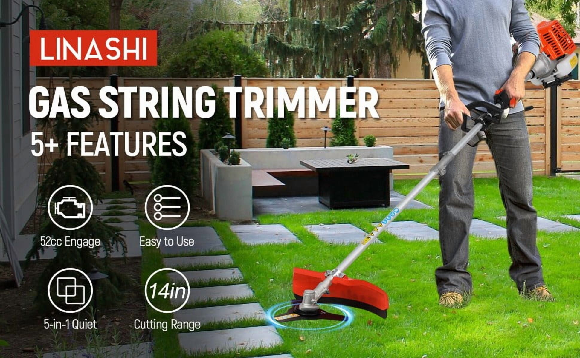 Seipouy 52CC 2-Cycle Gas Weed Wacker, 5 in 1 String Trimmer, 2025 Upgraded Weed Eater Gas Powered, 9500rpm High Power Gas Weed Eater, Brush Cutter