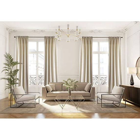 3S Brother's Extra Long Solid Luxury Matte Velvet Soft Curtain Off White Single Panel Hanging Back Tap & Rod Pocket Home Décor 5-25 Feet Custom Made Curtains -Made in Turkey Each(52"x288")