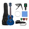 thumbnail image 1 of Ukulele C-08 de 23 pulgadas en azul, cuerpo de madera contrachapada, diapasón y puente de madera tecnológica, afinadores abiertos, incluye funda, afinador, correa, púas, paño de limpieza y capo., 1 of 6