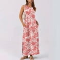 thumbnail image 6 of Maqroz Maxi Dresses for Women Plus Size Casual Round Neck Loose Split Wrinkle-Free Long Maxi Dress with Pockets Floral Vacation Beach Sundresses Multicolor XXL, 6 of 8