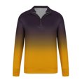 thumbnail image 4 of Miluxas Men's Quarter-Zip Pullover Gradient Color Sweatshirt, Loose Casual Long Sleeve Outdoor Sports Golf Shirts Yellow, 4 of 5