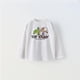 thumbnail image 1 of Camiseta blanca con estampado de cuello redondo para niños, camisetas versátiles simples e informales, Tops de moda de dibujos animados para niños de 1 a 6 años, ropa de primavera y otoño, 1 of 5