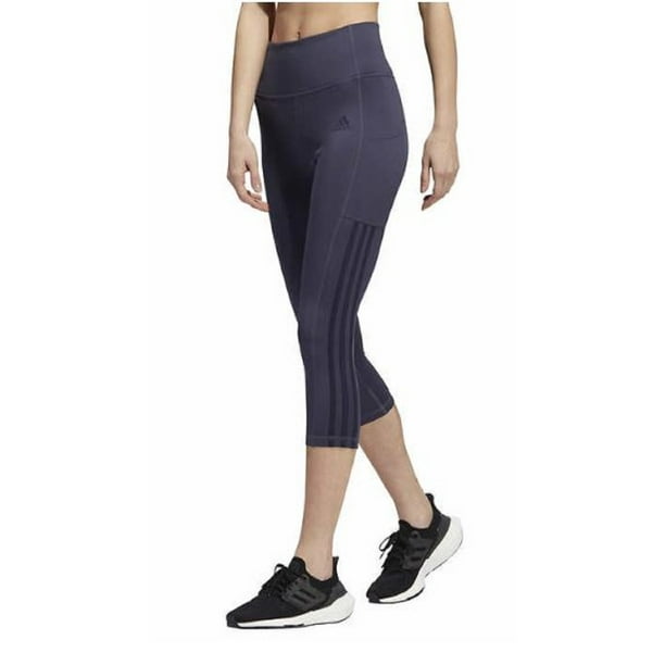 Ladies' 3-Stripe High Rise Waistband 3/4 Capri Tight Pants (Shadow X-Large) - Walmart.com