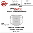thumbnail image 2 of Wilwood Pad Set Promatrix D1185A (8 Pads), 2 of 3