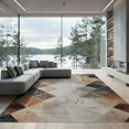 thumbnail image 2 of ODIKA 6'x9' Washable Area Rug Abstract Boho Watercolor With Interlocking Gold And Brown Shapes for Family Room, Living Room, Master Bedroom, Non-Slip, Easy Care, 2 of 7