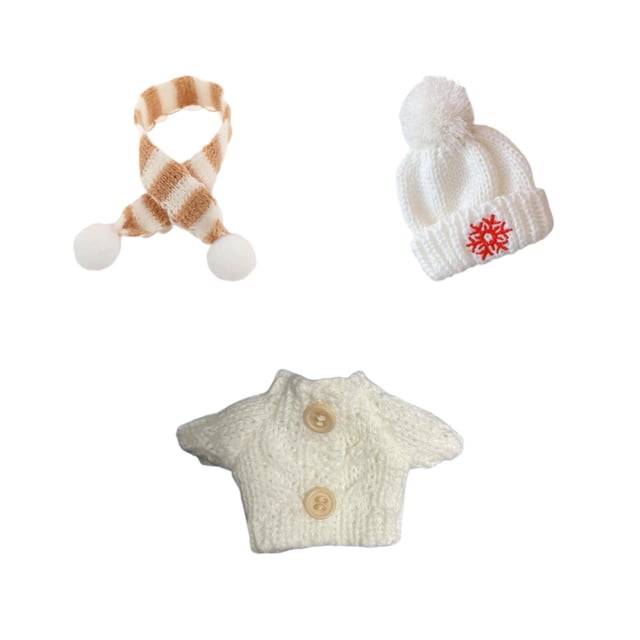 3 piezas lindas muñecas suéter y sombrero bufanda accesorios de disfraz para muñecas de 17 cm, muñecos de niño regalos para niños