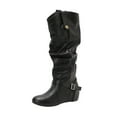 thumbnail image 2 of PiGOGI Women's Knee High Boots with Hidden Wedge Heel, Round Toe Belt Buckle Boots for Women, Slouchy Casual Winter Boots Black 39, 2 of 6