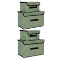 thumbnail image 4 of Juego de almacenamiento de tela no tejida verde claro, 2 cajas grandes y 2 pequeñas, plegables y a prueba de polvo para organizar el hogar, 4 of 8