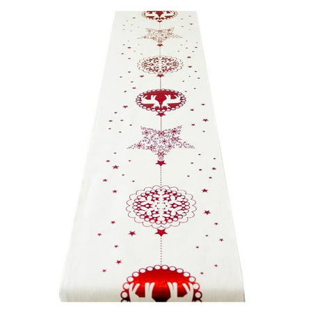 

Christmas Table Runner Snowflake Stars Elk Printed Polyester Decorative Tablecloth Rectangular Party Supplies