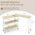 thumbnail image 3 of Costway 360° Rotatable Sofa Side Table L-shaped Laptop Desk Snack Table with Shelf Patented Natural, 3 of 10