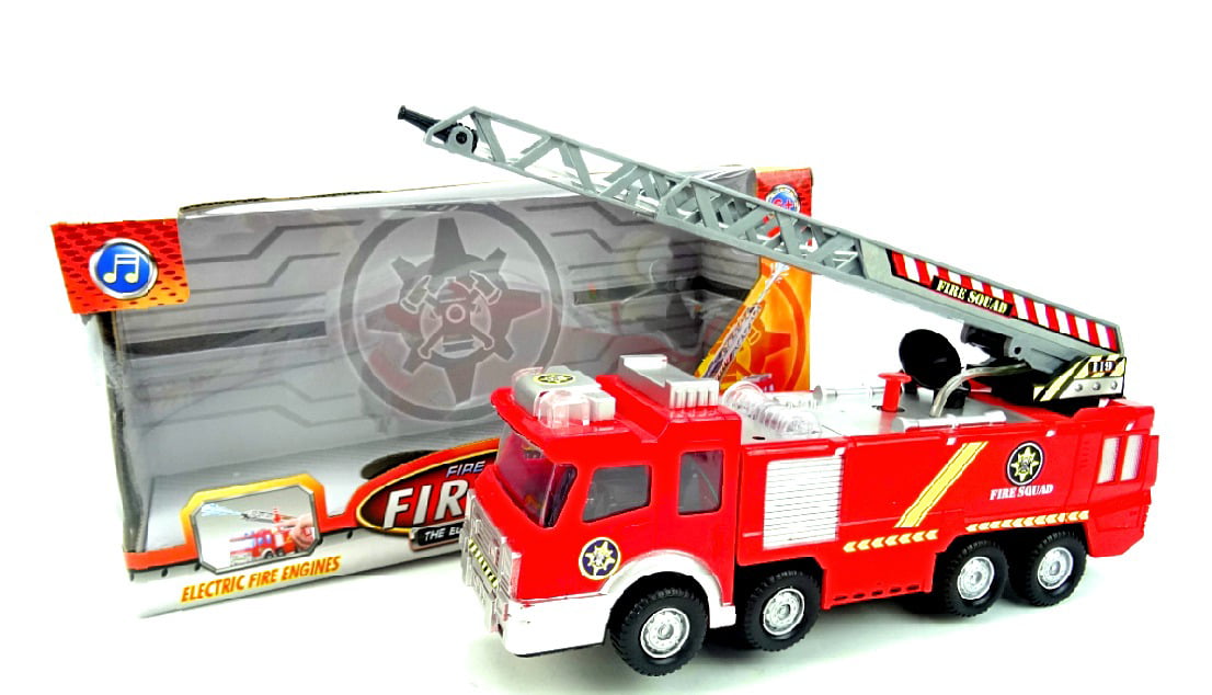 12 Inch Bump and Go Rescue Fire Engine Truck Kids Boys Toy With Extending for sale online