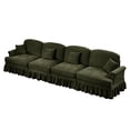 thumbnail image 5 of Newest Elegant Large 4 Seater Sofa Couch,Flared Arms,Removable Ruffles Pleats Skirts,Spindle Legs, Comfy Chenille Four-Seat Sofa for Living Room, Green, 5 of 21