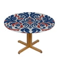 thumbnail image 3 of WYYP Ornate Patterns Round Table Cloth 100% Polyester Fiber with Elastic Edge White, 3 of 8