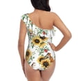 thumbnail image 6 of Yiaed Sunflowers Leaves And Birds Print Women One Piece Swimsuits Tummy Control One Shoulder Bathing Suits Pattern Ruffle Swimwear-Medium, 6 of 8