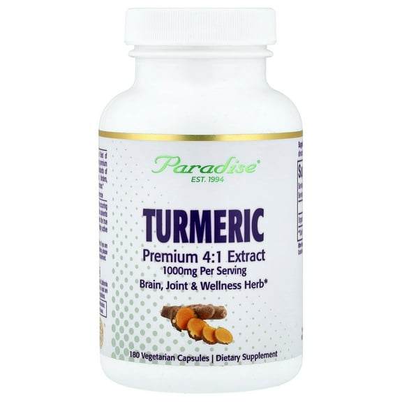 Paradise Herbs Turmeric, 180 Vegetarian Capsules (500 mg per Capsule)