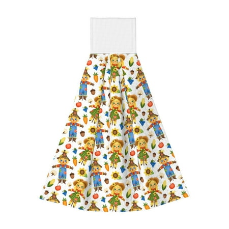 

Adobk Harvest Scarecrow Pattern Print Coral Velvet Hand Wipes Fashion Hanging Kitchen Towel for Bathroom Washcloth Absorbent Tie Towel