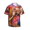 thumbnail image 2 of Balery Oil Paintings of Elephants Print Men's Hawaiian Shirts Short Sleeve Beach Shirt Relaxed Fit Vacation Button Down Shirts-Small, 2 of 9