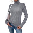 thumbnail image 4 of Long Sleeved Women Fall Winter Turtleneck Slim Sweater Solid Casual Knit Pullovers, 4 of 6