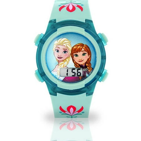 Disney Frozen Unisex Child Watch Featuring Elsa and Anna with Flower Printed Strap in Blue (FZN3883WM)