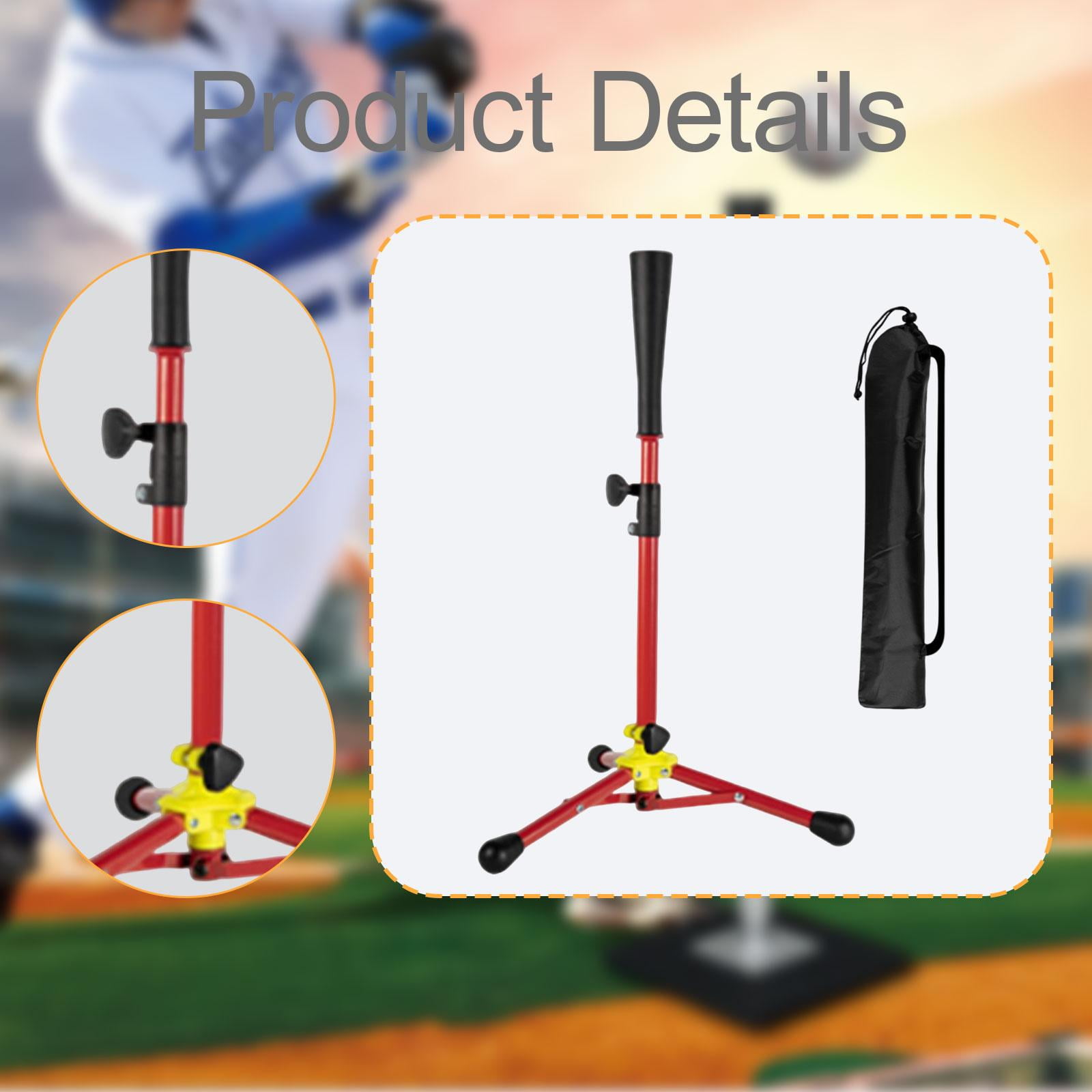 funtasica Baseball Batting Tee Adjustable Tripod Stand Adult Softball Training Tee Portable Foldable Iron Silicone Rubber Base Suitable for Coaches Indoor Outdo Red