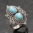 thumbnail image 2 of Two Stone Larimar Ring, Sterling Silver Ring for Women, Blue Stone Ring, Statement Teardrop Gemstone Ring, Boho Jewelry, 2 of 7