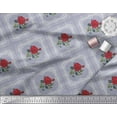 thumbnail image 3 of Soimoi Japan Crepe Satin Fabric Check,Leaves & Rose Floral Fabric Prints by Yard 42 Inch Wide, 3 of 3