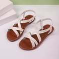 thumbnail image 5 of Yyuenw Casual PU Flat Sandals Women Open Toe Crisscross Straps Lightweight Holiday Dating Summer Shoes, 5 of 9