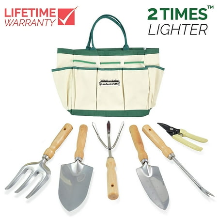 Garden Tool Set with Gardening Tote Bag and 6 Tools(Garden Tool and Tote (Best Garden Tool Set)