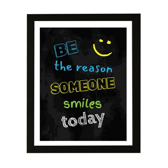 Designs ByLITA Be The Reason Someone Smiles Today, 5 x 7 Black Wall Print (Framed) | Motivational Home Decor