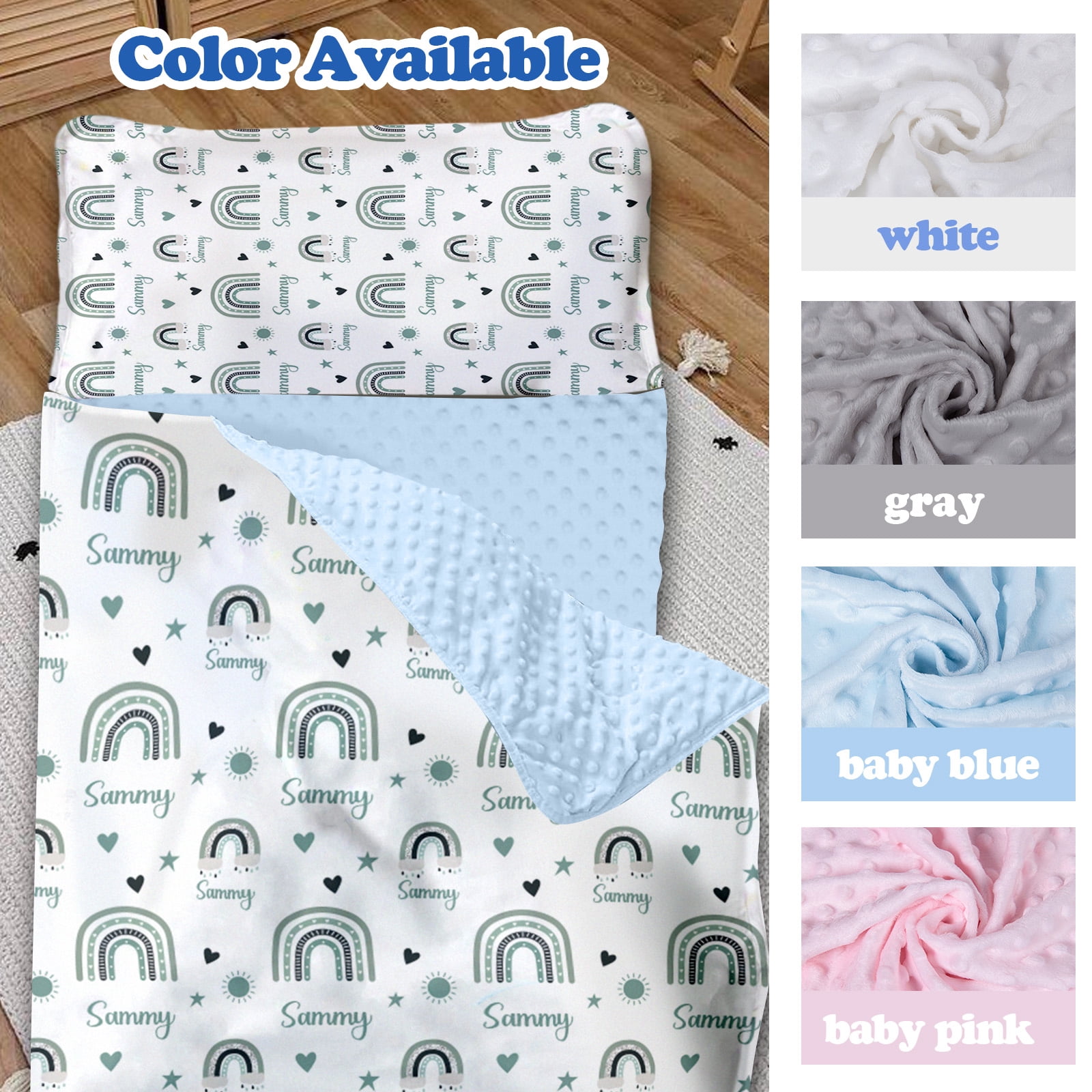 AOLOA Custom Toddler Nap Mat, Personalized Baby Name Sleeping Bag for Preschool Daycare Kinder, Sleeping Mat Bedding Set with Blanket Pillow, Green Rainbows Portable Nap Sacks for Infant Girls Boys