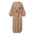 thumbnail image 3 of ZANZEA Women Muslim Islamic Kaftan Dress Retro ONeck Puff Sleeve Long Dress, 3 of 9