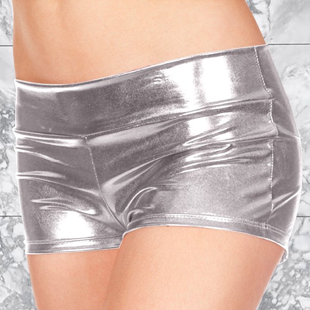 MKLEKYY Pantalones Cortos de Mezclilla para Mujer, Pantalones Cortos Metálicos para Baile, Pantalones Cortos de Imitación Ligeros para Mujer, Ropa Interior Corta