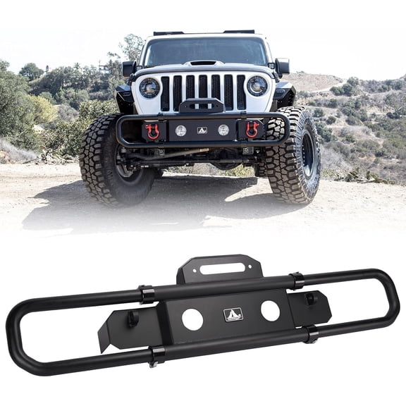 Front Bumper Compatible for 2007-2018 Jeep WRANGLER JK/JL 2019-2026 Jeep Gladiator JT Full Width Adjustable Extension with Winch Plate Mounting & 2 D-Ring Shackles